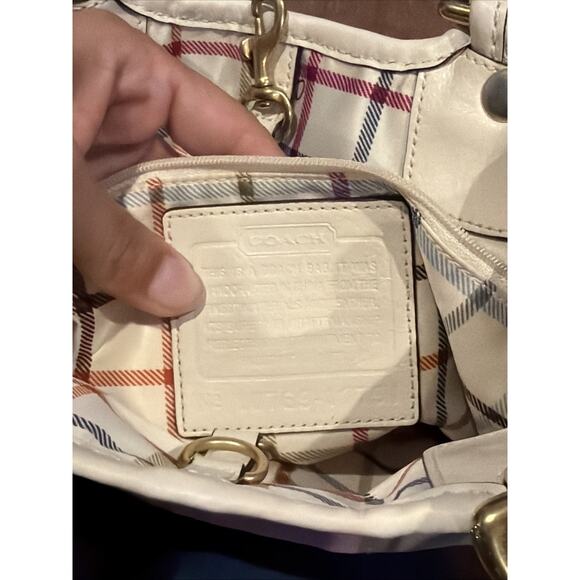 Coach Vintage Purse Pink Beige Signature Canvas Leather 11”x10” - Picture 5 of 5